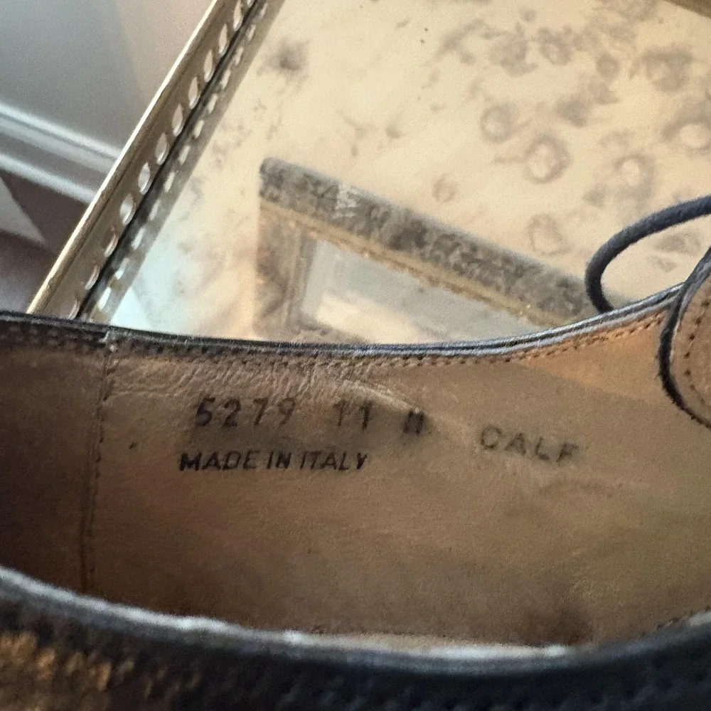 Bachrach Shoes Mens Size 11 Made in Italy Leather Derby Apron Toe‎ Black Dress